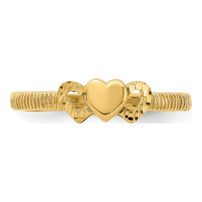 14K Yellow Gold Diamond-Cut Heart Ring – view 6