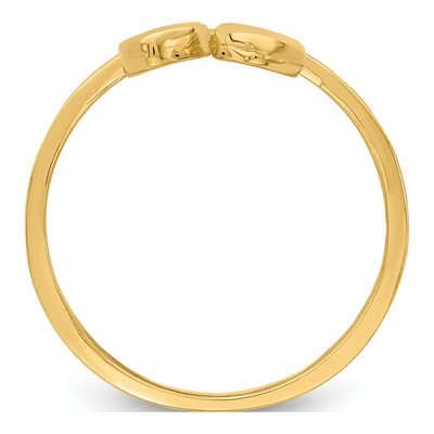 14K Yellow Gold Double Heart Drop Ring – view 3