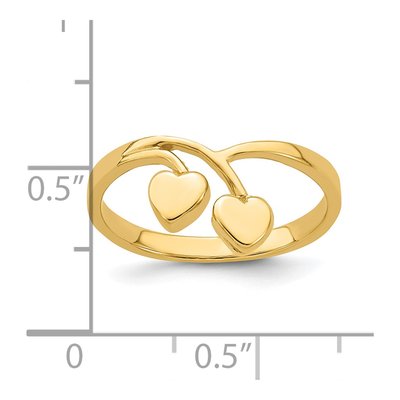 14K Yellow Gold Double Heart Drop Ring – view 5