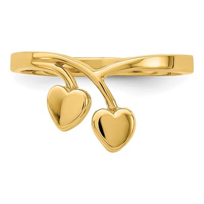 14K Yellow Gold Double Heart Drop Ring – view 6