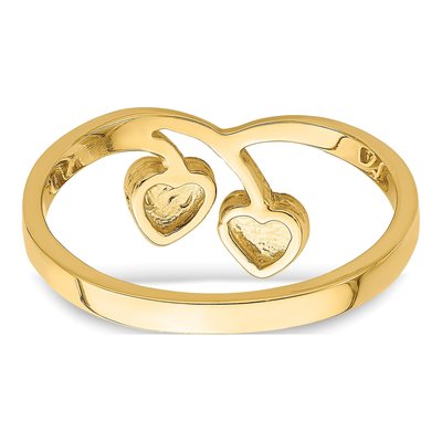 14K Yellow Gold Double Heart Drop Ring – view 7