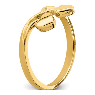 14K Yellow Gold Double Heart Drop Ring – view 8