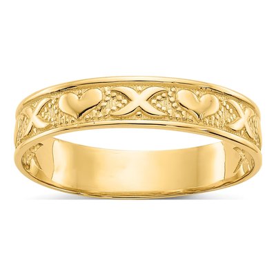 14K Yellow Gold Hearts Ring