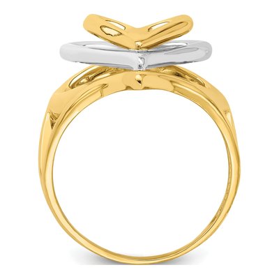 14K Two-Tone Gold Triple Stacked Heart Ring – view 3