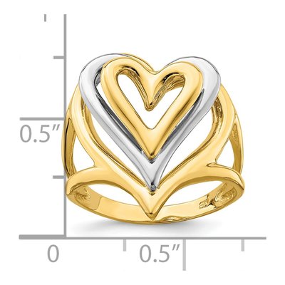14K Two-Tone Gold Triple Stacked Heart Ring – view 5