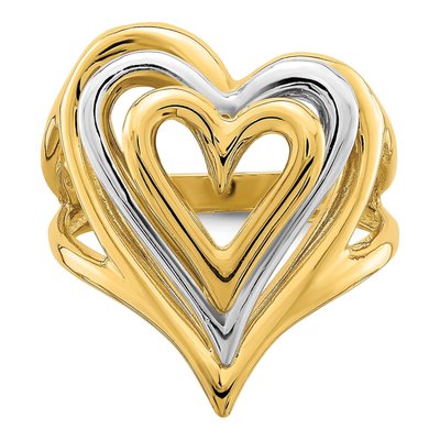 14K Two-Tone Gold Triple Stacked Heart Ring – view 6