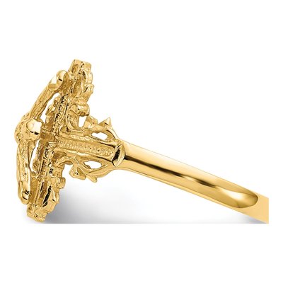 14K Yellow Gold Diamond-Cut Crucifix Ring – view 5