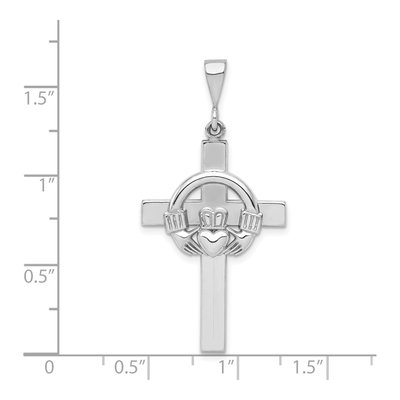 14K White Gold Claddagh Cross Pendant – view 5