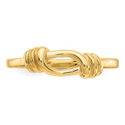14K Yellow Gold 1mm Love Knot Band – view 6
