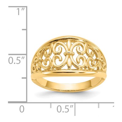 14K Yellow Gold Fleur-De-Lis Filigree Ring – view 4
