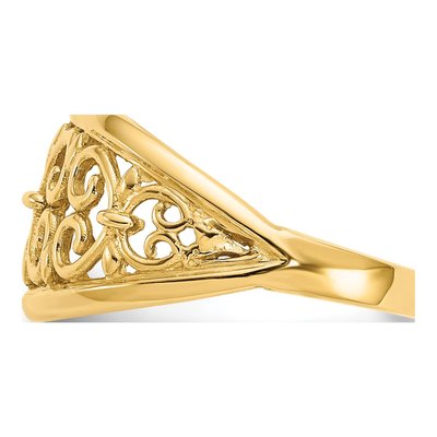 14K Yellow Gold Fleur-De-Lis Filigree Ring – view 5