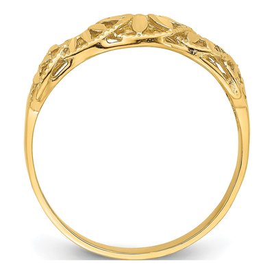 14K Yellow Gold Diamond-Cut Vine Dome Ring – view 3