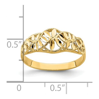 14K Yellow Gold Diamond-Cut Vine Dome Ring – view 5