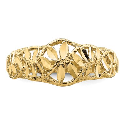 14K Yellow Gold Diamond-Cut Vine Dome Ring – view 6