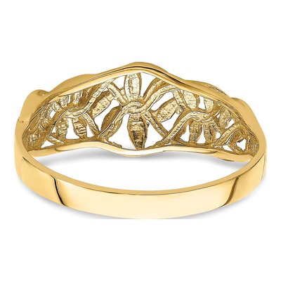 14K Yellow Gold Diamond-Cut Vine Dome Ring – view 7