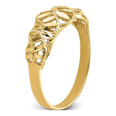14K Yellow Gold Diamond-Cut Vine Dome Ring – view 8