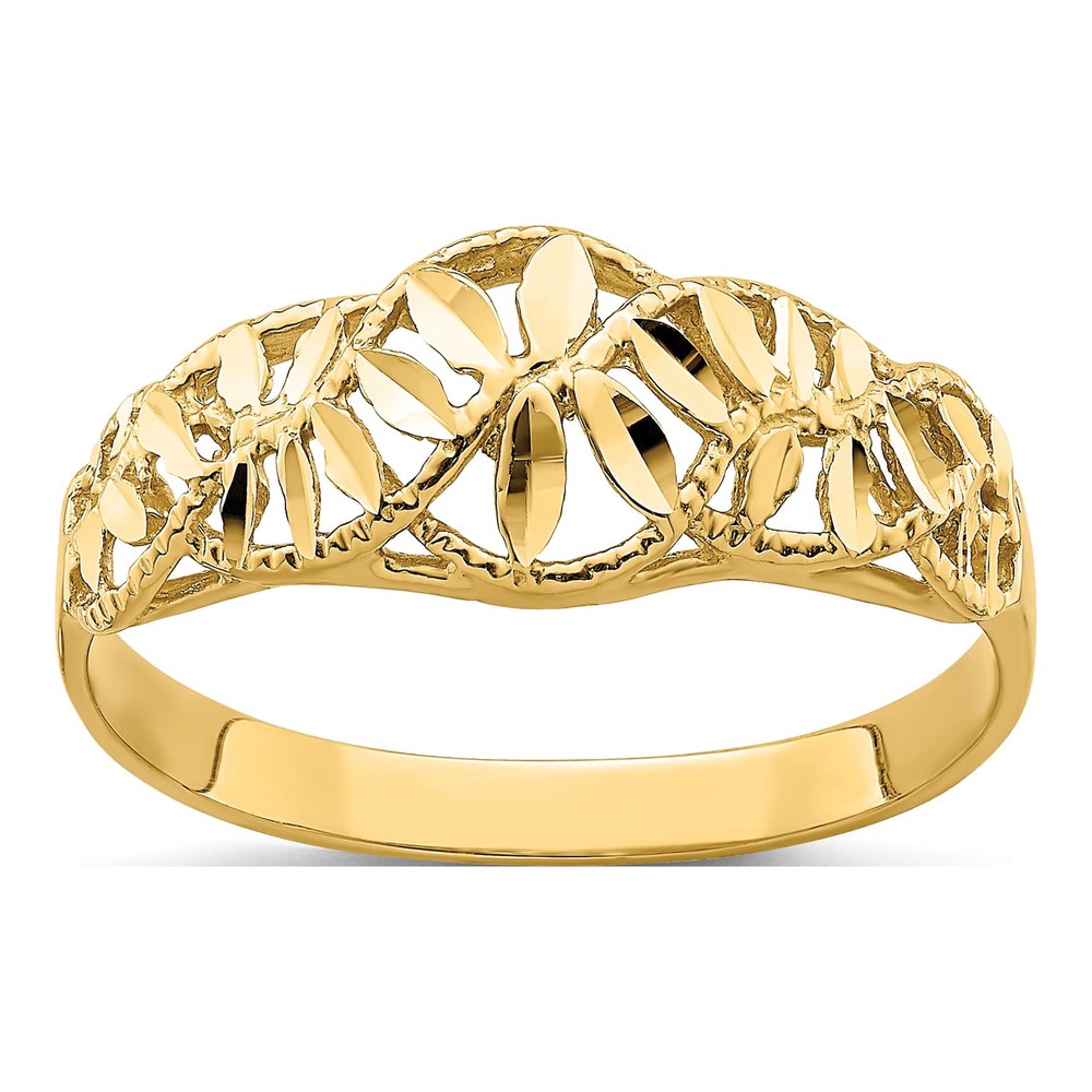 14K Yellow Gold Diamond-Cut Vine Dome Ring