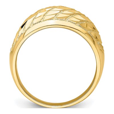 14K Yellow Gold Diamond-Cut Lattice Dome Ring – view 3