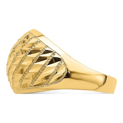 14K Yellow Gold Diamond-Cut Lattice Dome Ring – view 4