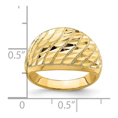 14K Yellow Gold Diamond-Cut Lattice Dome Ring – view 5