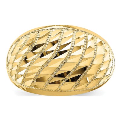14K Yellow Gold Diamond-Cut Lattice Dome Ring – view 6
