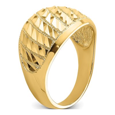 14K Yellow Gold Diamond-Cut Lattice Dome Ring – view 8