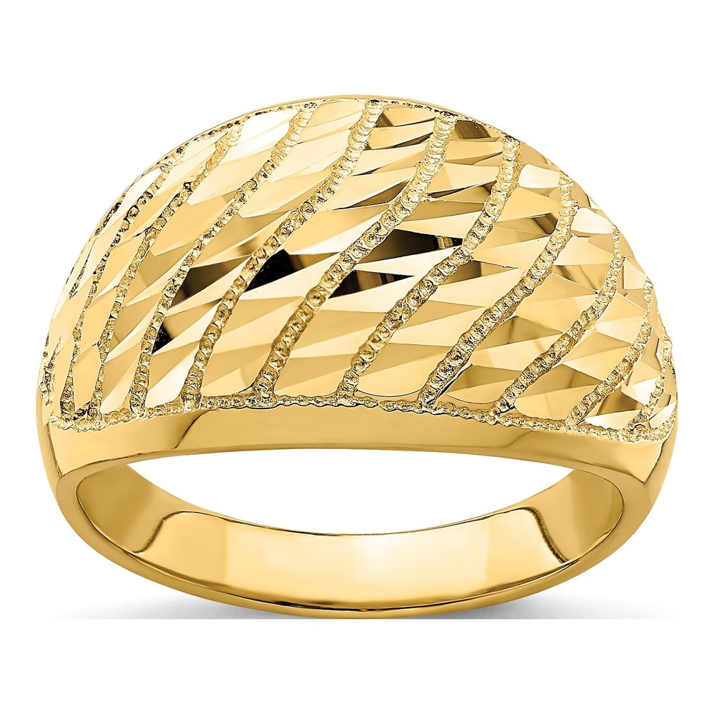 14K Yellow Gold Diamond-Cut Lattice Dome Ring