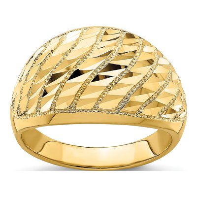 14K Yellow Gold Diamond-Cut Lattice Dome Ring