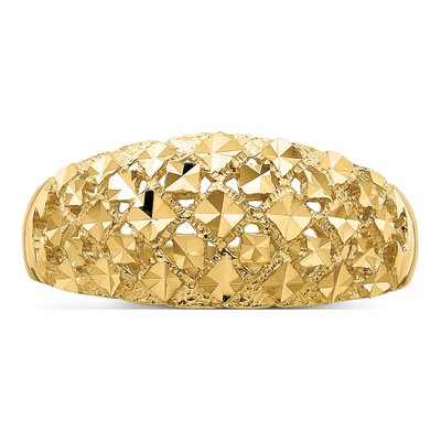 14K Yellow Gold Diamond-Cut Dome Ring – view 6