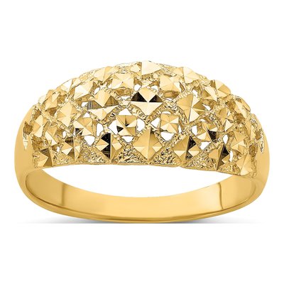 14K Yellow Gold Diamond-Cut Dome Ring