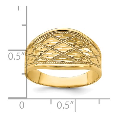 14K Yellow Gold Diamond-Cut Quilted Ring – view 4