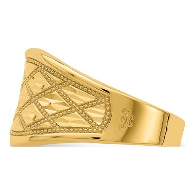 14K Yellow Gold Diamond-Cut Quilted Ring – view 5