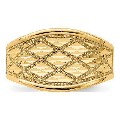 14K Yellow Gold Diamond-Cut Quilted Ring – view 6