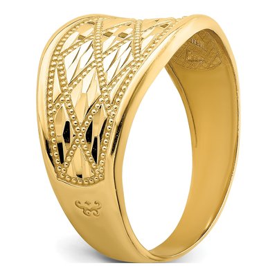14K Yellow Gold Diamond-Cut Quilted Ring – view 8