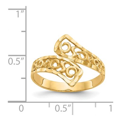 14K Yellow Gold Diamond-Cut By-Pass Ring – view 4