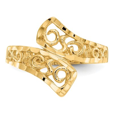 14K Yellow Gold Diamond-Cut By-Pass Ring – view 6
