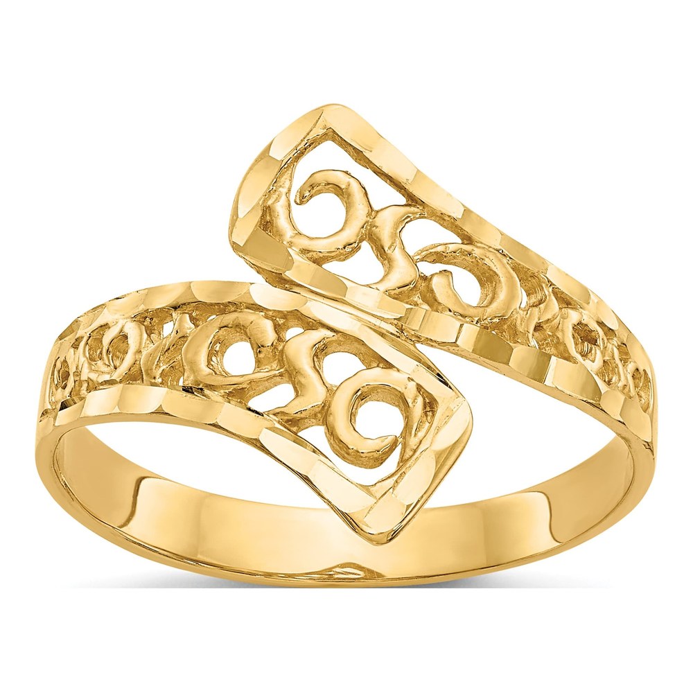 14K Yellow Gold Diamond-Cut By-Pass Ring