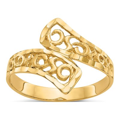 14K Yellow Gold Diamond-Cut By-Pass Ring