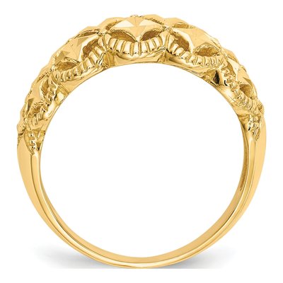 14K Yellow Gold Diamond-Cut Scalloped Dome Ring – view 3