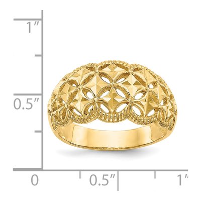 14K Yellow Gold Diamond-Cut Scalloped Dome Ring – view 4