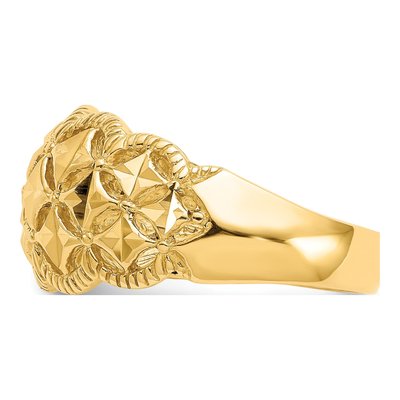 14K Yellow Gold Diamond-Cut Scalloped Dome Ring – view 5
