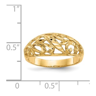 14K Yellow Gold Paisley Diamond-Cut Dome Ring – view 4