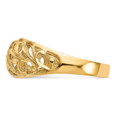 14K Yellow Gold Paisley Diamond-Cut Dome Ring – view 5