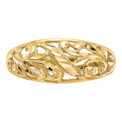 14K Yellow Gold Paisley Diamond-Cut Dome Ring – view 6