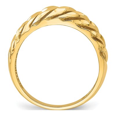 14K Yellow Gold Diamond-Cut Slash Dome Ring – view 3