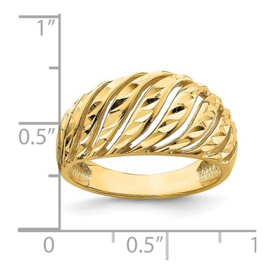 14K Yellow Gold Diamond-Cut Slash Dome Ring – view 4