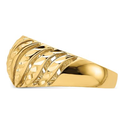 14K Yellow Gold Diamond-Cut Slash Dome Ring – view 5