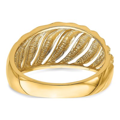 14K Yellow Gold Diamond-Cut Slash Dome Ring – view 7