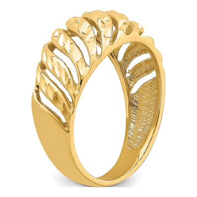 14K Yellow Gold Diamond-Cut Slash Dome Ring – view 8