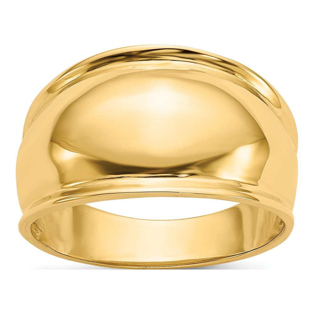 14K Yellow Gold Ridge-Edged Dome Ring